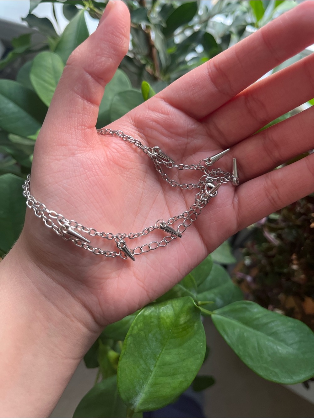 Sterling Silver Multi-Chain Spike Charm Bracelet